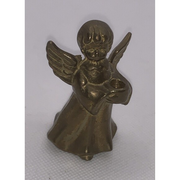 Vintage Mini German Brass Child Angel Chime Candleholder Christmas Figure 2 3/8" - Picture 1 of 5